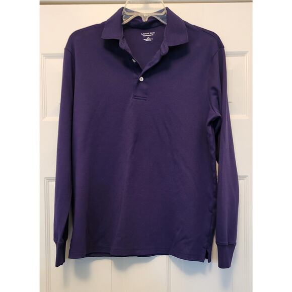 Lands' End Men Size M 38-40 Long Sleeve Polo Traditional Fit Dark Purple - Picture 1 of 9